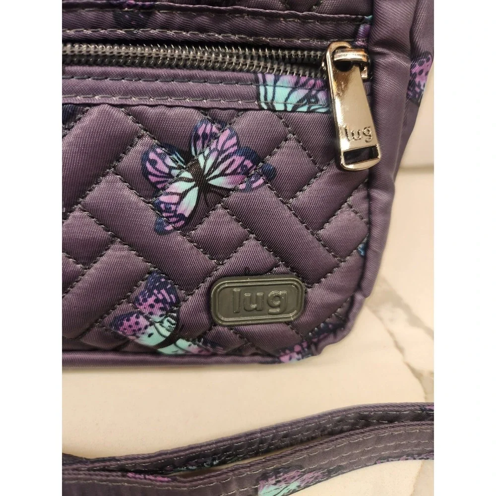 Lug Can Can XL Convertible Crossbody Bag, Purple Butterfly Polyester Lightweight